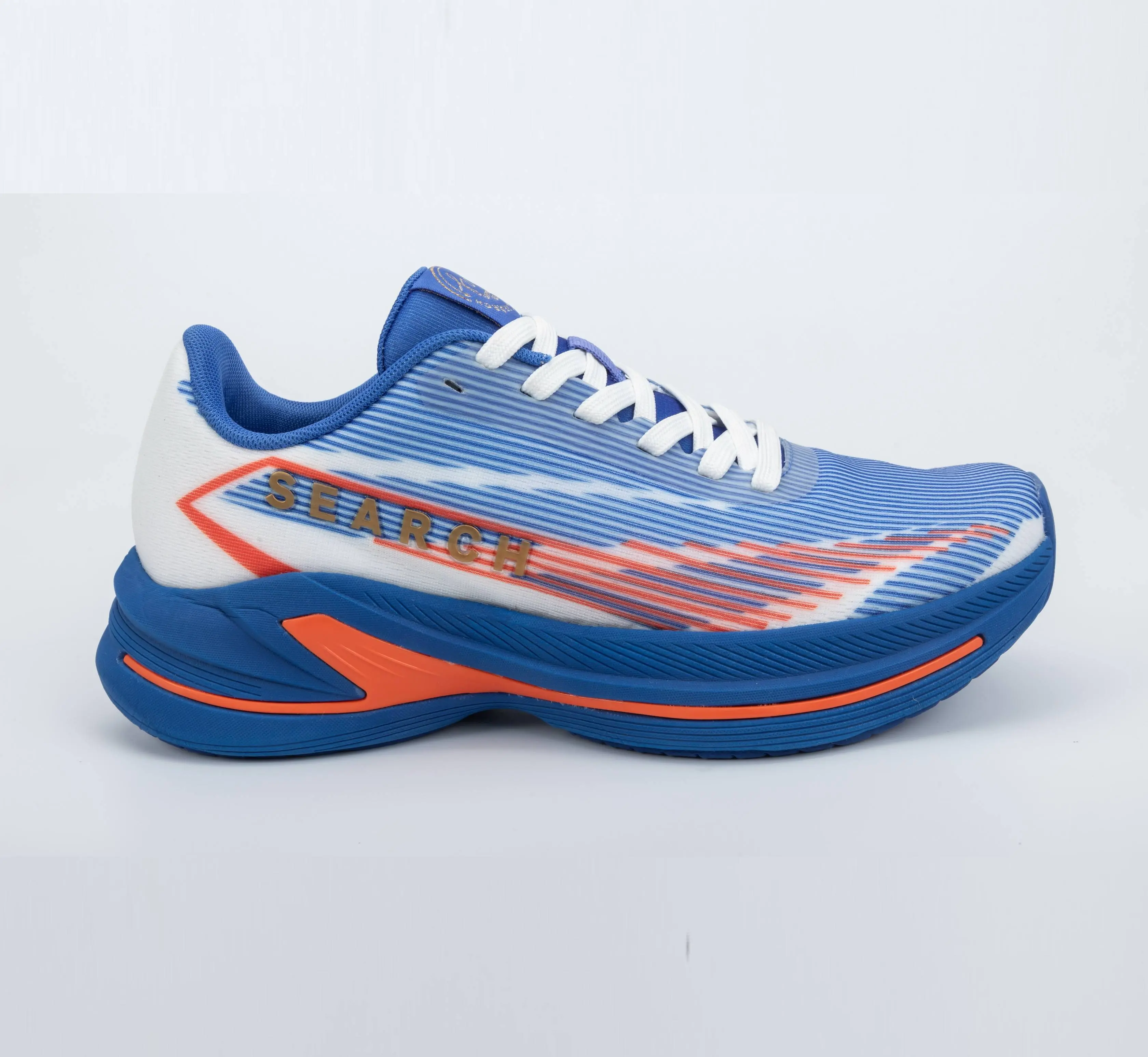 Custom Blue and White Mesh Running Sneakers with Thick Cushioned Sole for Unisex Sportswear