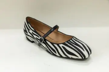 Custom Zebra Print Girls Ballerina Shoes with Buckle Strap