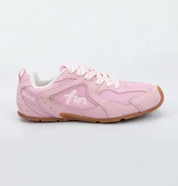Custom Pink Mesh Casual Sneakers with Suede Panels and Gum Rubber Sole for Wholesale