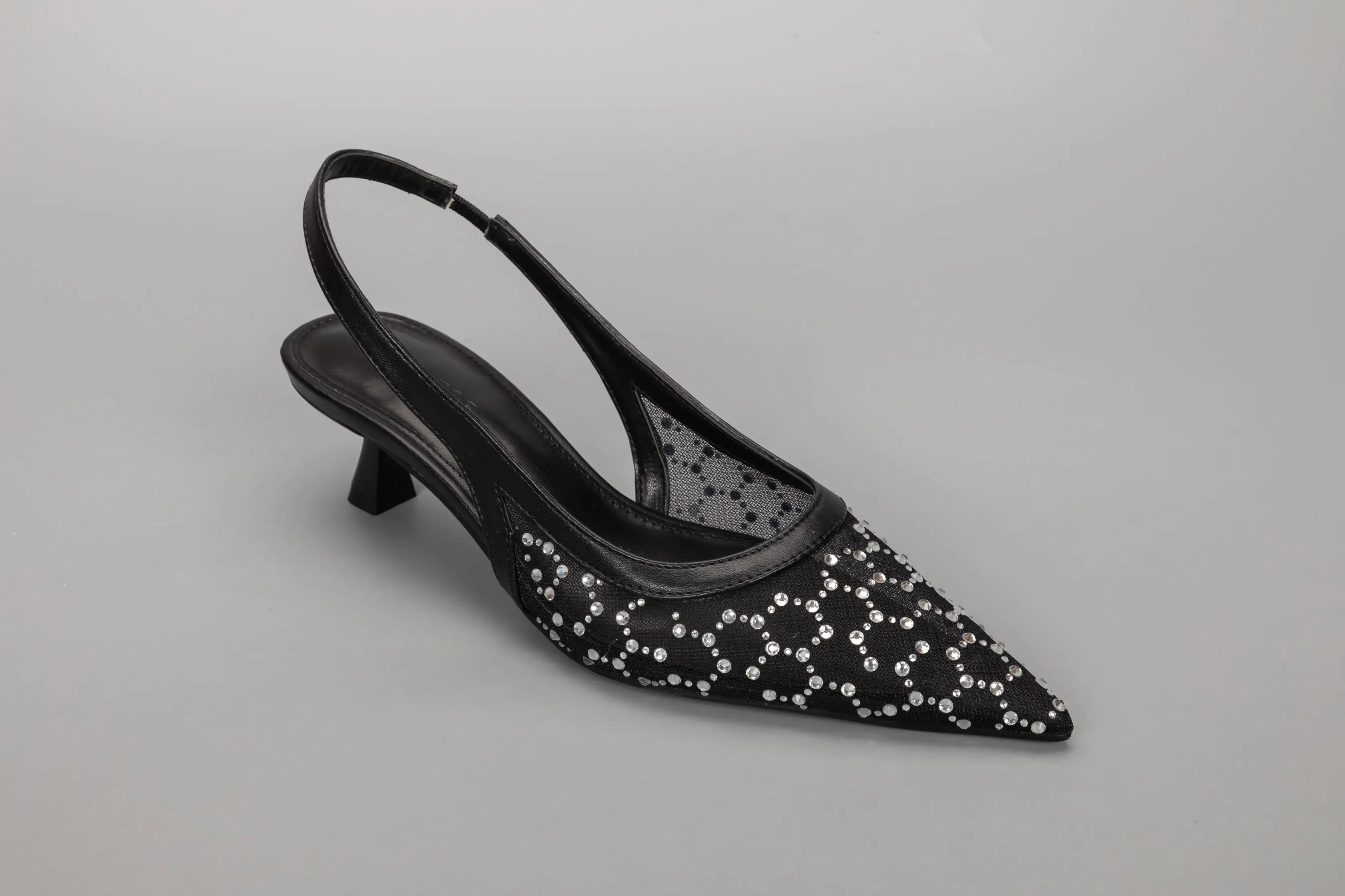 Custom Black Rhinestone Casual Ladies Pumps Heels – Where Elegance Meets Everyday Wear